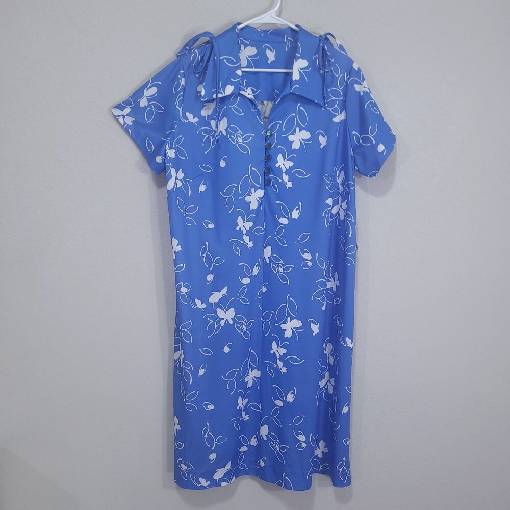 VTG House Dress Womens L / XL Shift Relaxed Casual Loungewear 70s 80s Butterfly